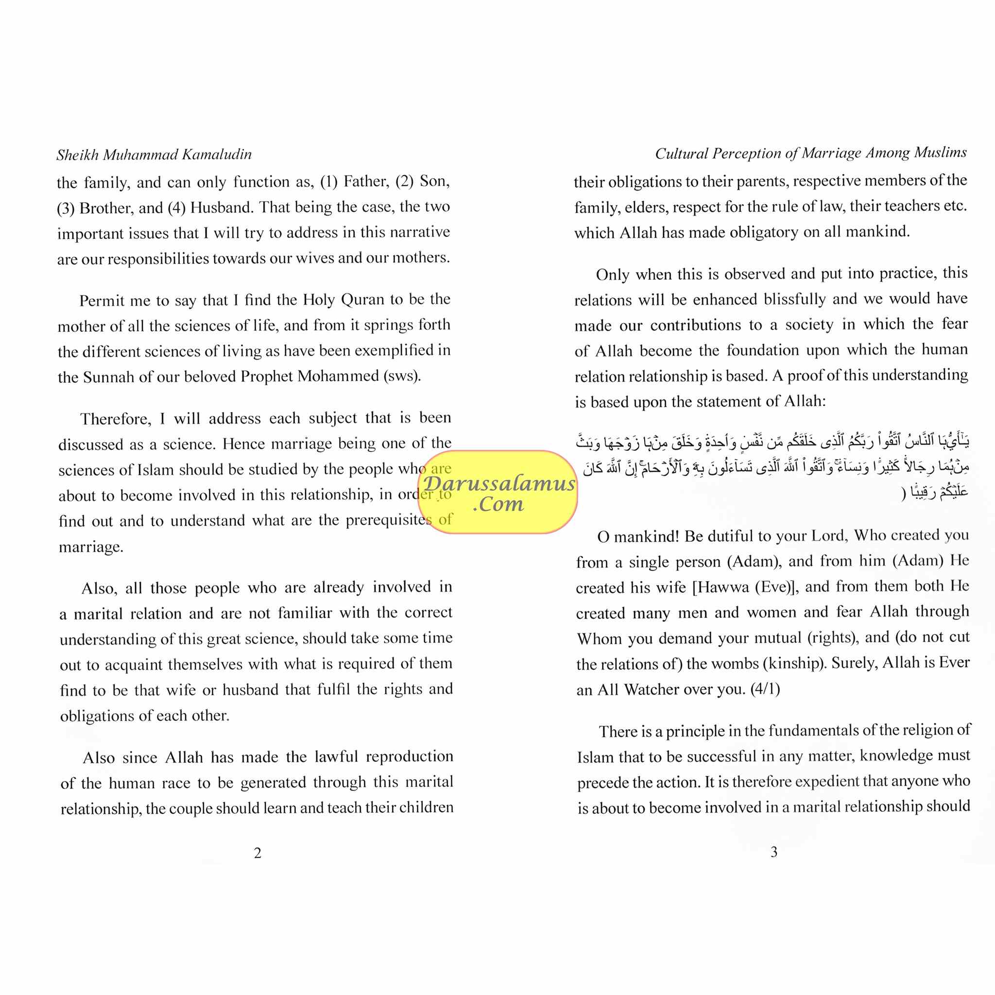 Cultural Perception of Marriage Among Muslims By Sheikh Muhammad Kamaludin、mySite、topwebapps