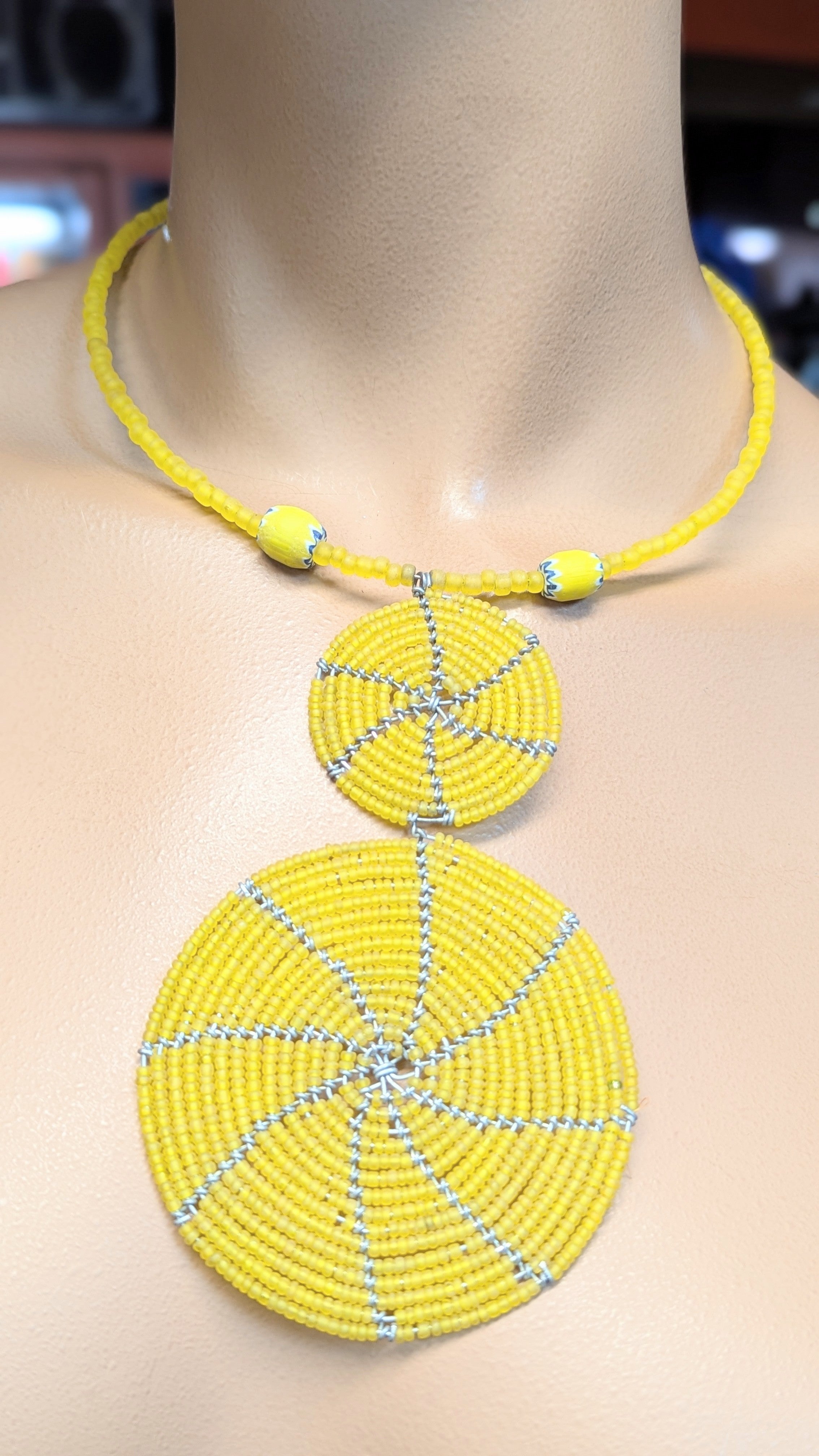 Dupsie's Kichwa Handmade hand-beaded Yellow African Necklace for Women DPJABNYS2、mySite、solidvoid