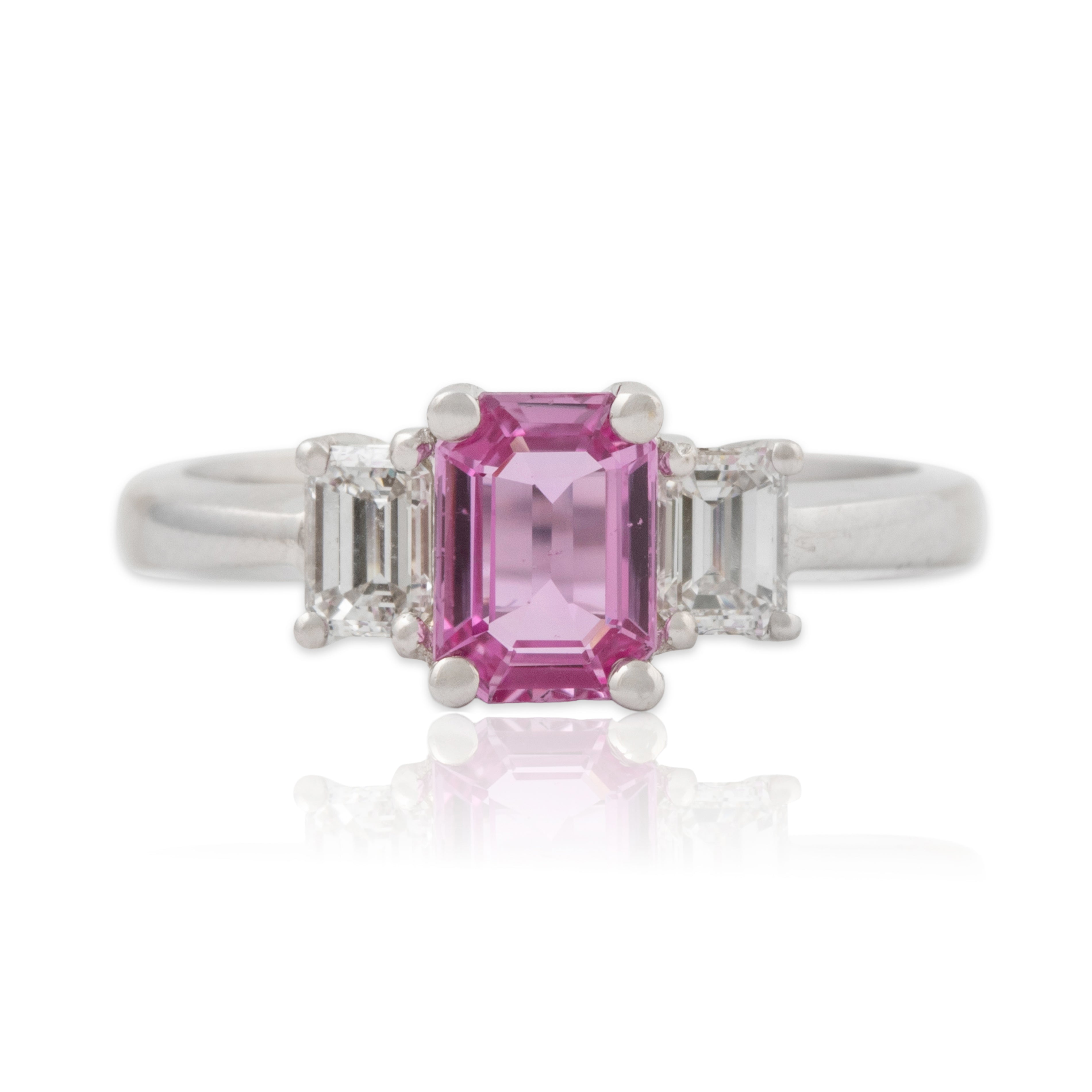 Vintage Birks 18k White Gold 1ct Pink Sapphire .50cttw Diamond Ring 6.25、mySite、hinf8tx79
