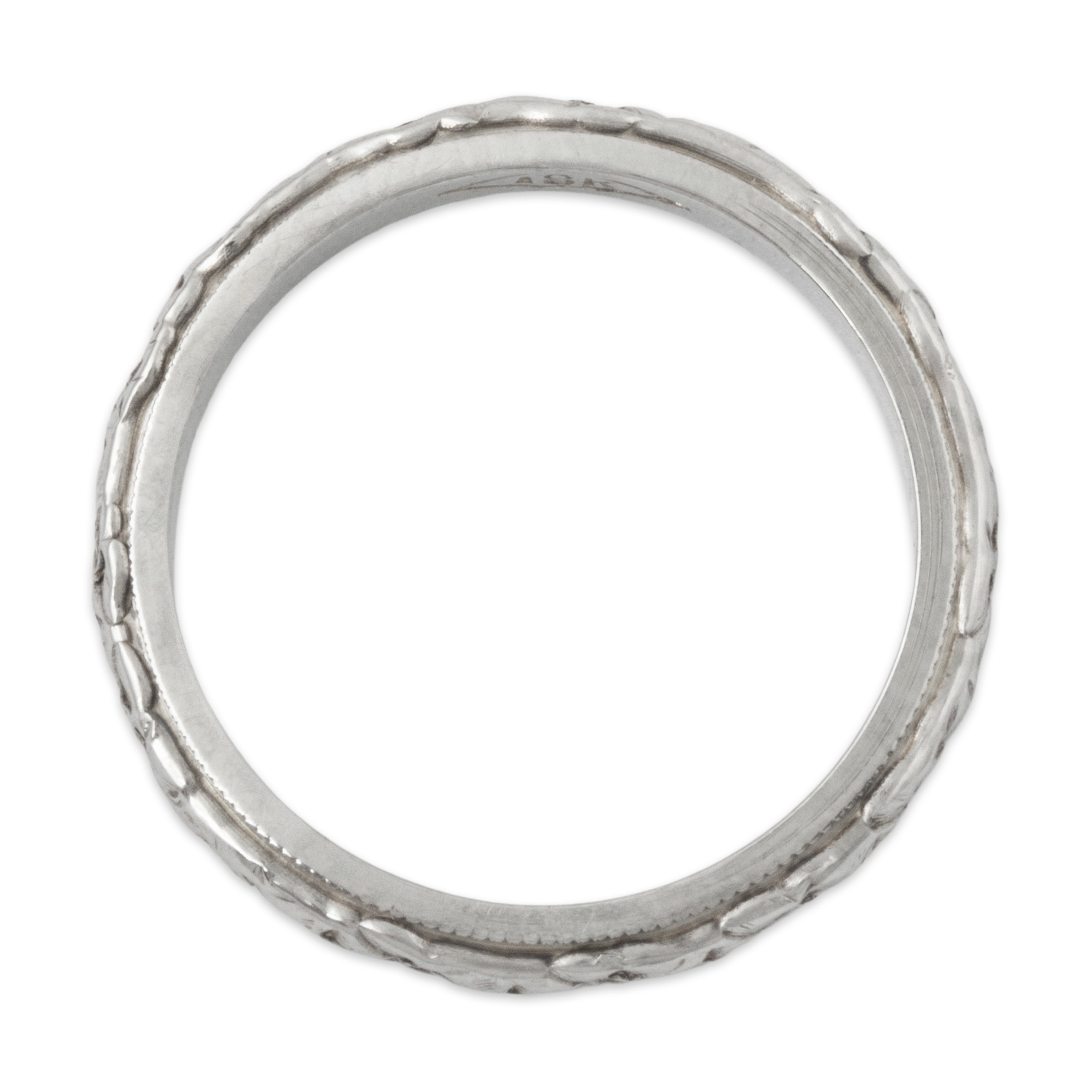 Antique Art Deco 18k White Gold Blossom Band Ring 4.00、mySite、hinf8tx79