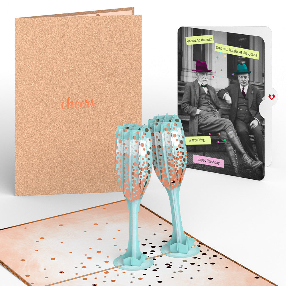 Champagne Toast Birthday Pop-Up Card and Sentiment Set for Any Man、mySite、solidvoid