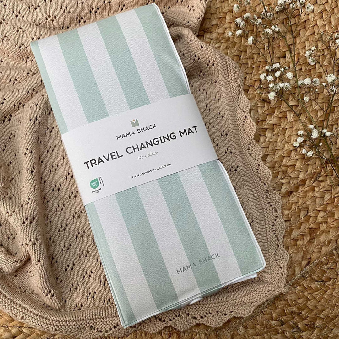  Mama Shack Foldable Travel Mat - Candy Stripe - Sage、mySite、merchandisen