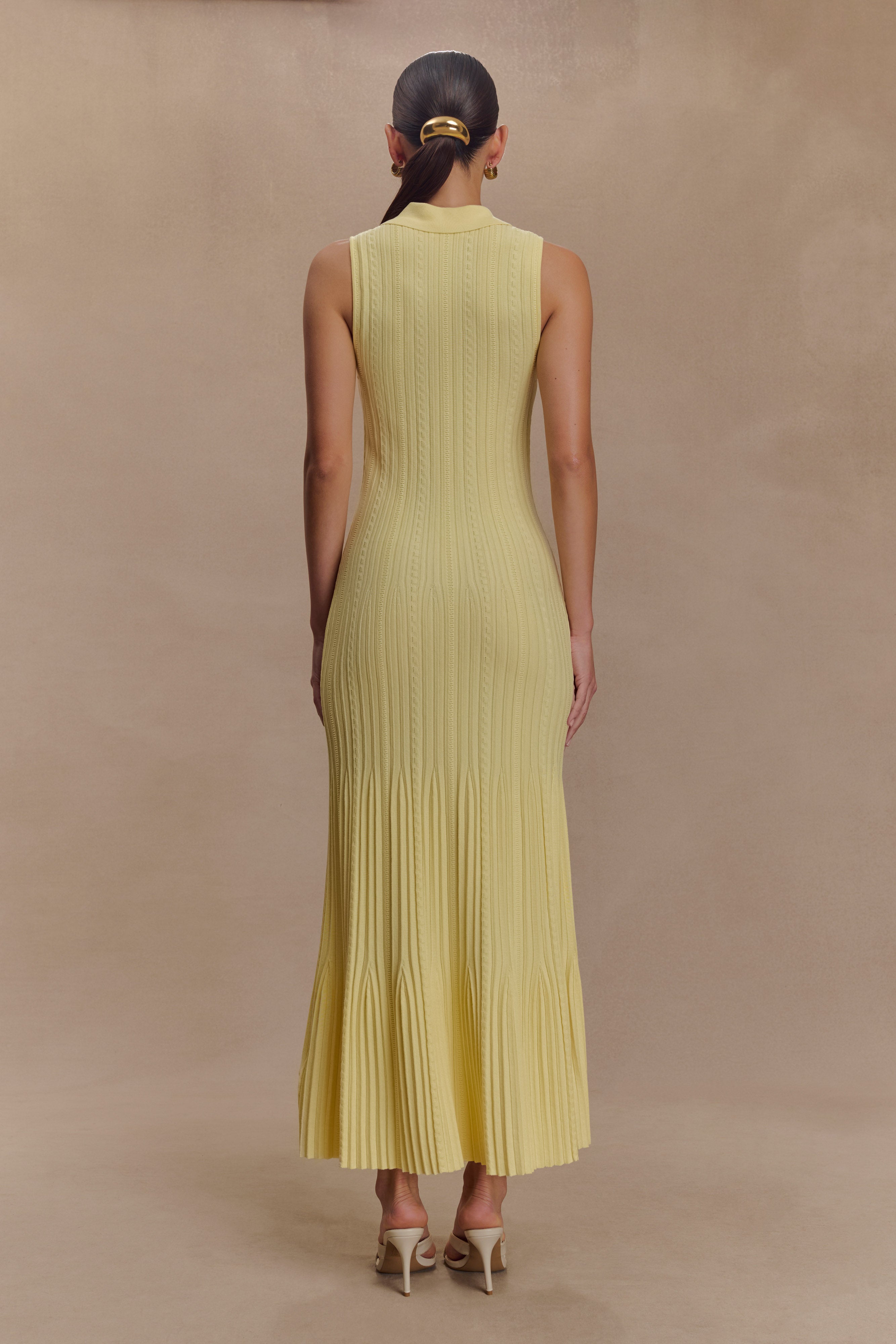 Margie Sleeveless Knit Midi Dress - Lemon、mySite、solidvoid