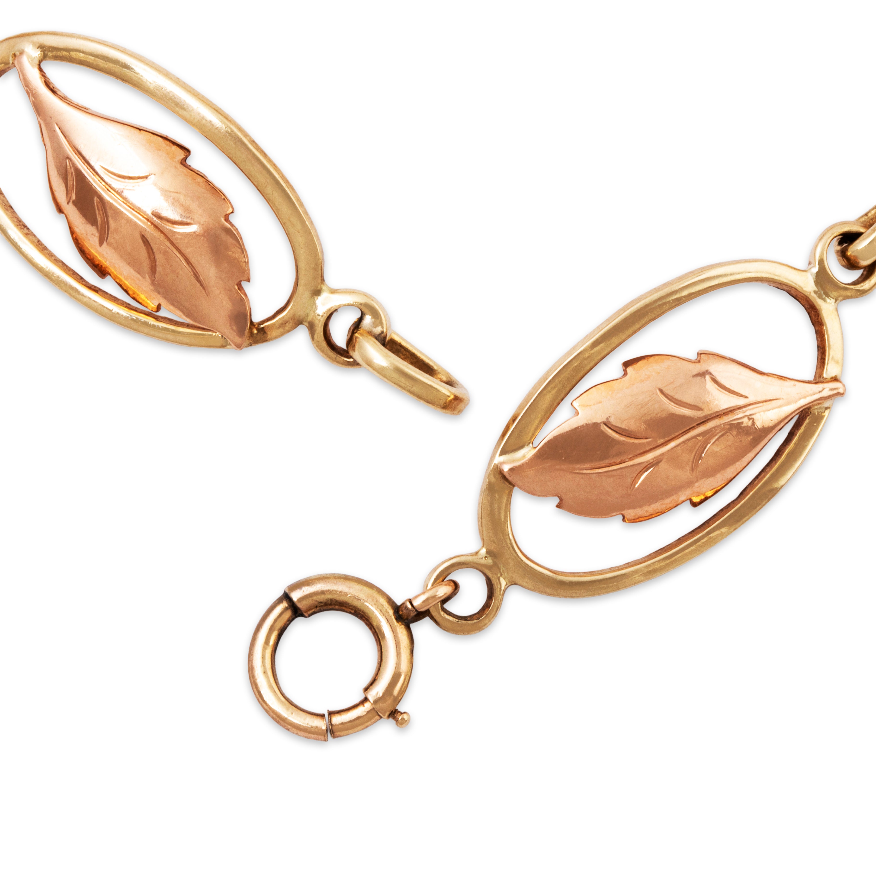 Vintage 10k Yellow & Rose Gold 1.8cttw Aquamarine Leaf Link Bracelet 7、mySite、hinf8tx79