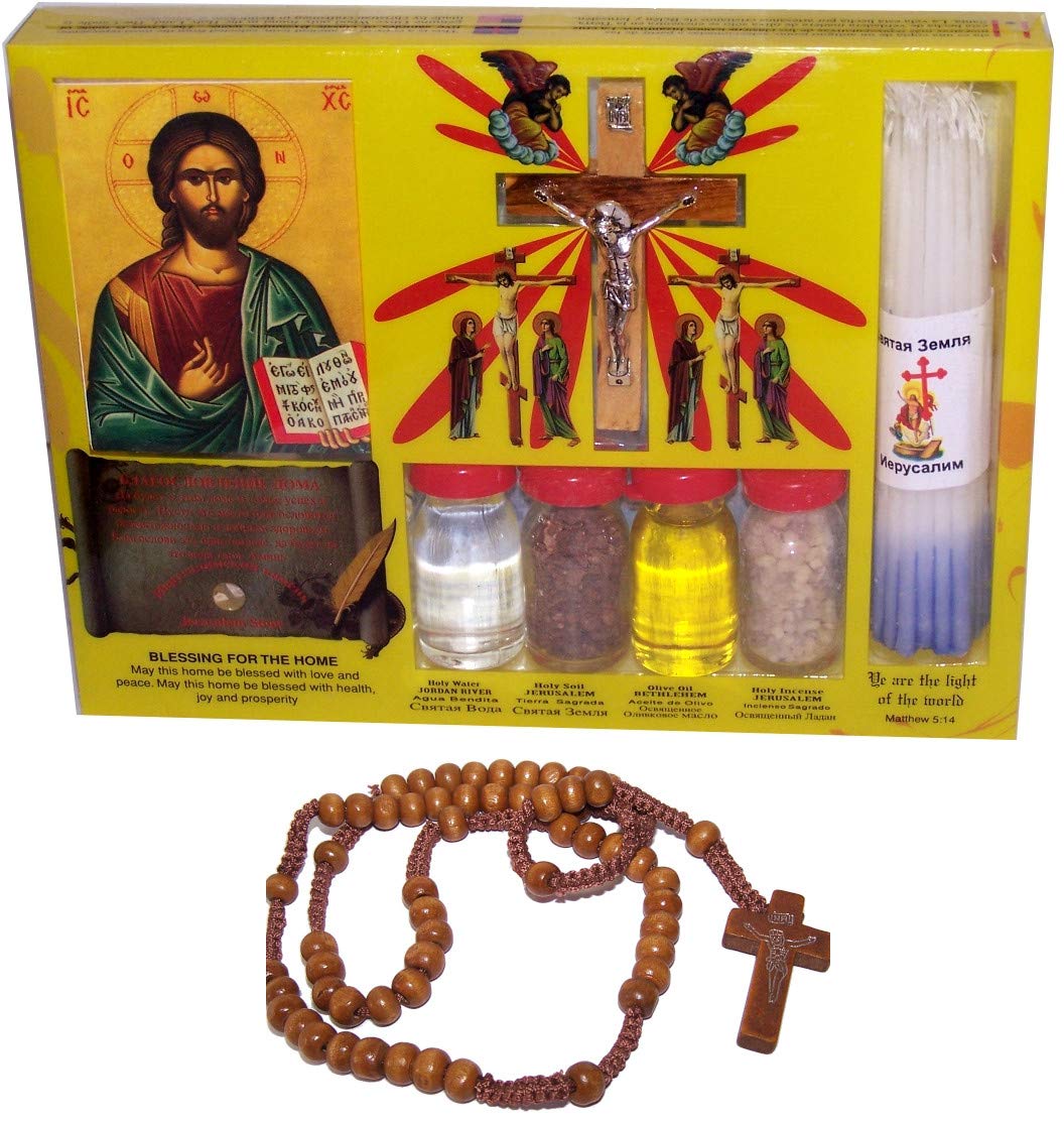  Holy Land Market Complete Samples Set with Soil, Incense, Anointing Oil and Jordan Holy Water, Crucifix and Icon and Rosary、mySite、elrpsem3k