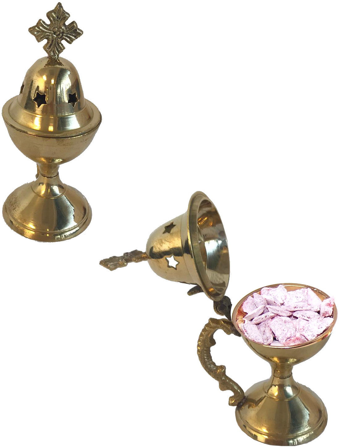  Holy Land Market Heavy Brass Incense Burner (4.8 Inches) - Small with Incense Set or kit、mySite、elrpsem3k