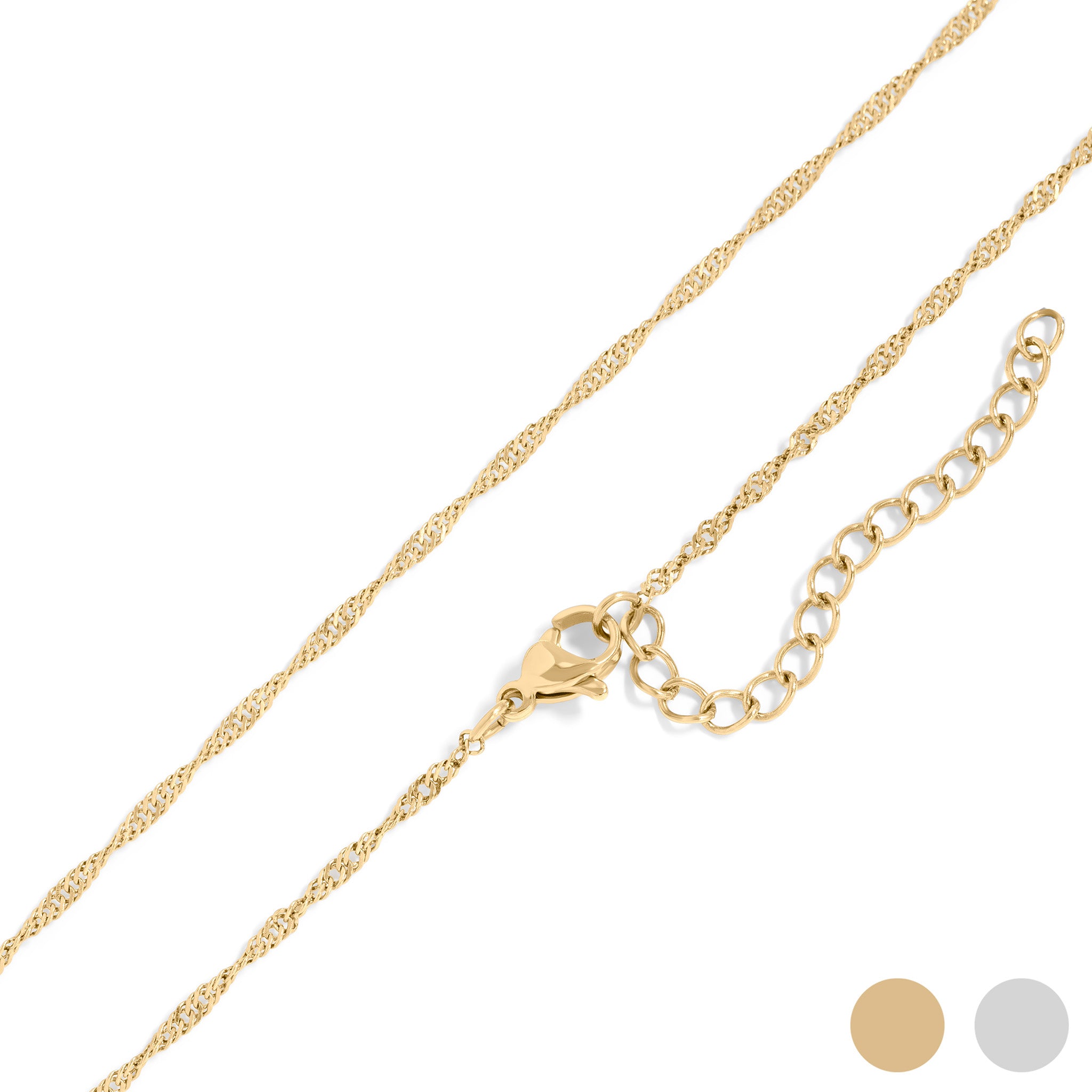 18K Gold PVD Stainless Steel Singapore Chain Necklace / CHN0095、mySite、dreamappss