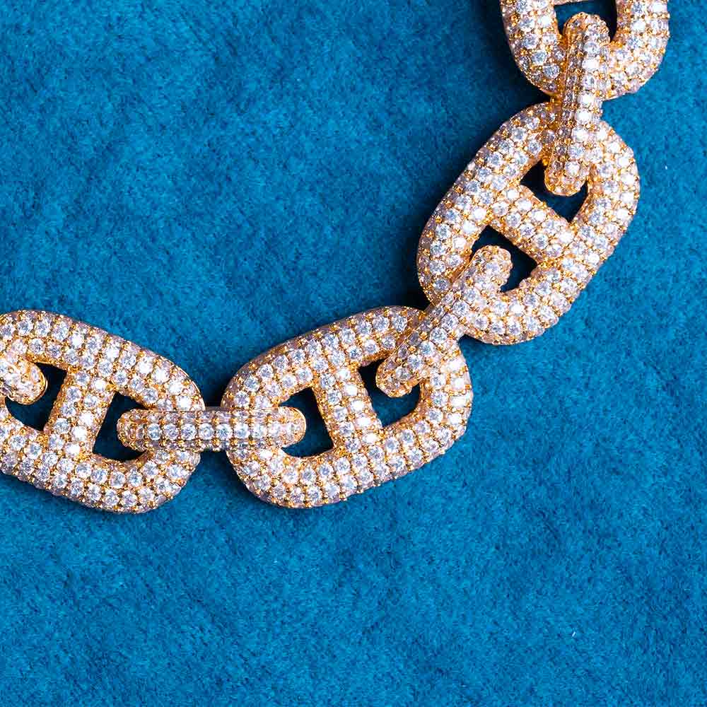 16MM Moissanite Mariner Link Bracelet 14K Gold、mySite、hinf8tx79