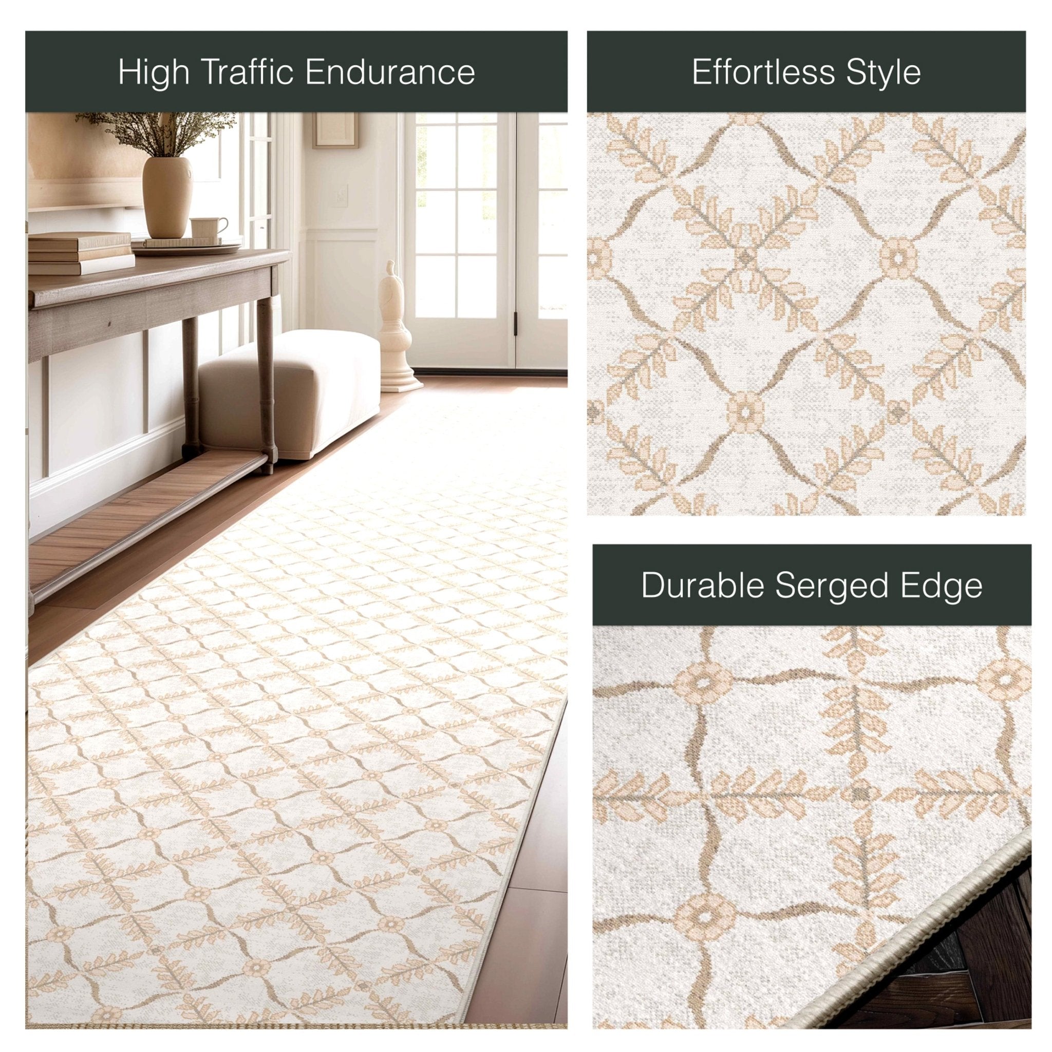 Aldwyn Custom Rug - Traditional Lattice Pattern, Easy Clean, Low Pile, Personalized Sizes、mySite、gigharbornorthrealestate