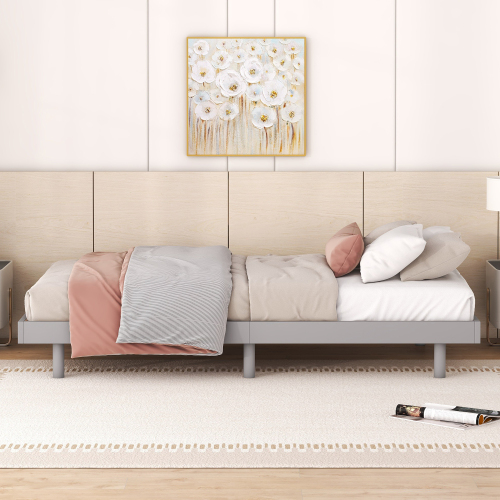 Modern Design Full Floating Platform Bed Frame for White Washed Color、、xpatfood