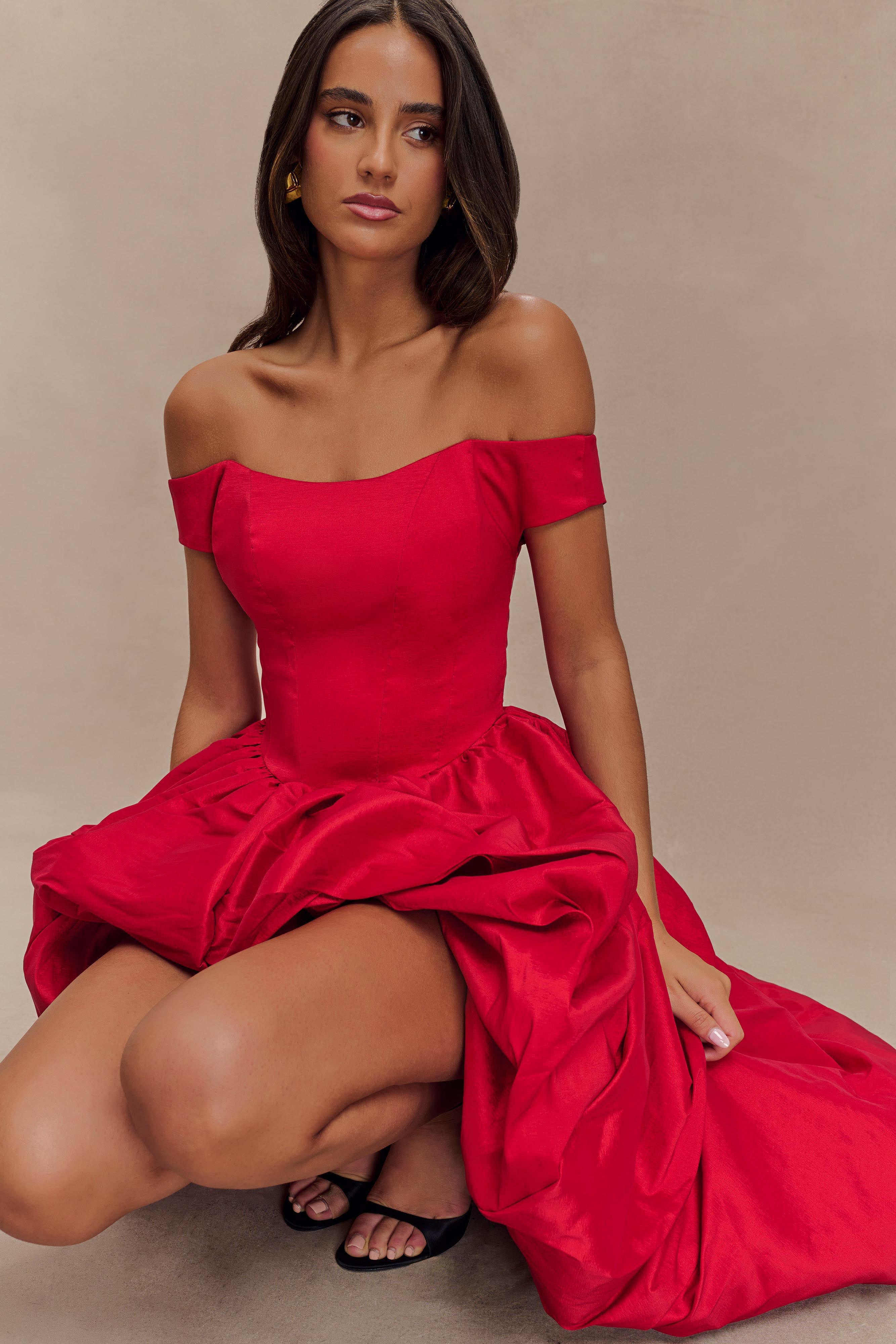 Amelia Bubble Maxi Dress - Ruby Red、mySite、solidvoid