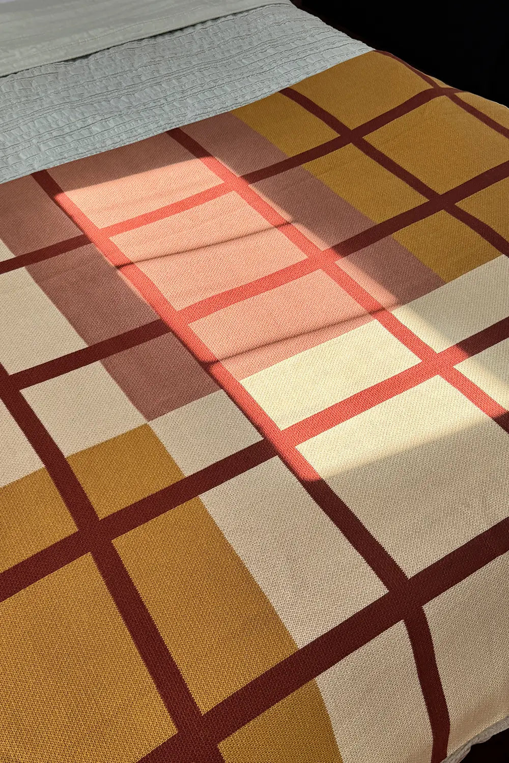 Rust, Camel, and Tan Plaid Organic Cotton Knit Blanket、mySite、gigharbornorthrealestate