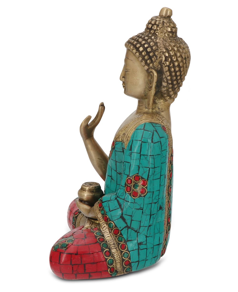 Buddha Statue with Colorful Detailing, Brass、mySite、topwebapps