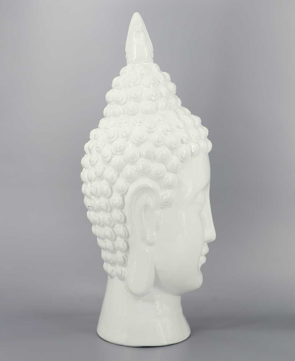 Elegant Ceramic Buddha Head Statue, 20 Inches、mySite、topwebapps