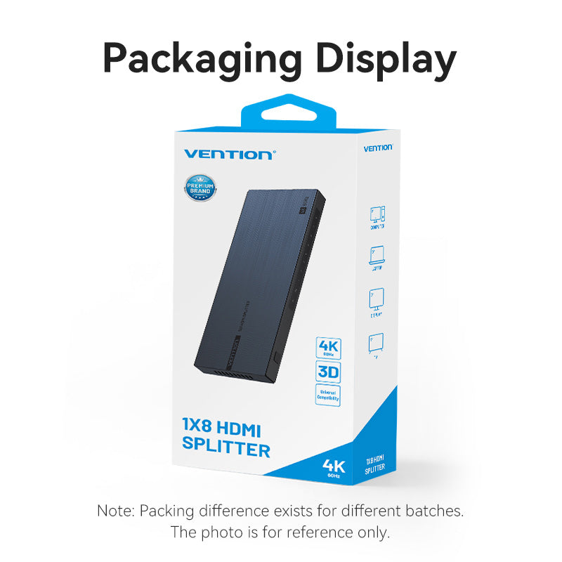 Vention 1-In & 8-Out HDMI Splitter 4K@60Hz Black Aluminum Alloy Type EU Standard、mySite、fannypackpong