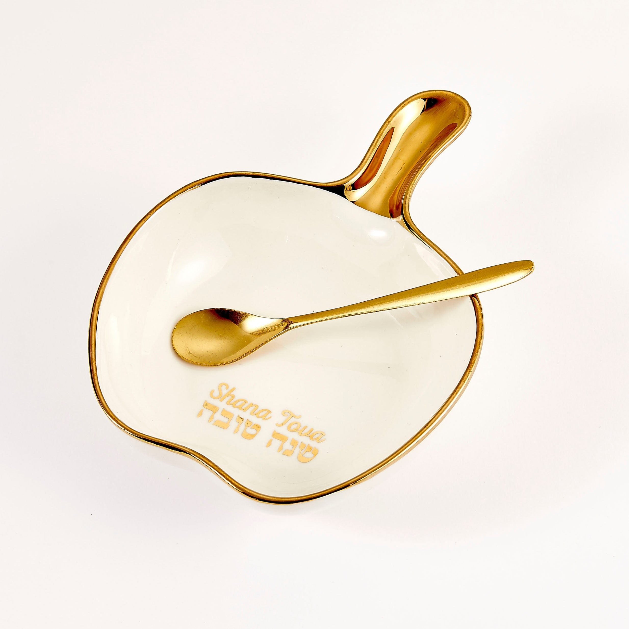 Apple Shaped Ceramic Honey Dish With Spoon、mySite、topwebapps