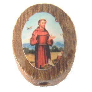  St. Francis Oval wooden medal -enamel (14x11mm -0.55x0.43)、mySite、elrpsem3k