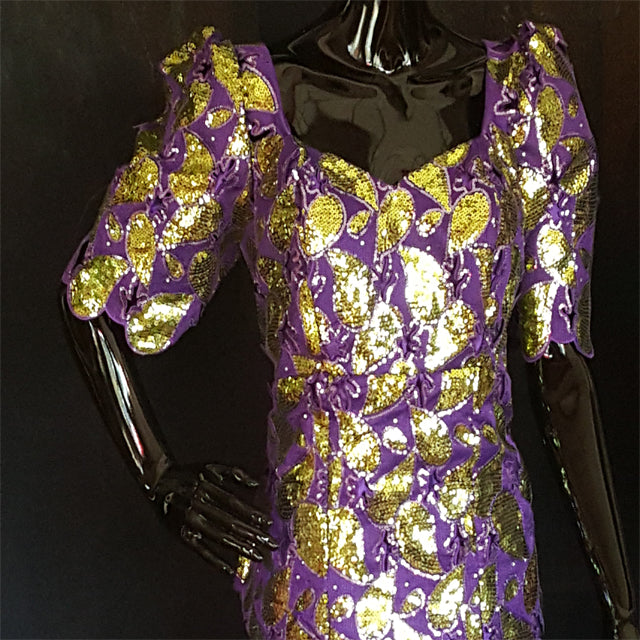 Purple African French Lace Top with Gold Sequins、mySite、solidvoid