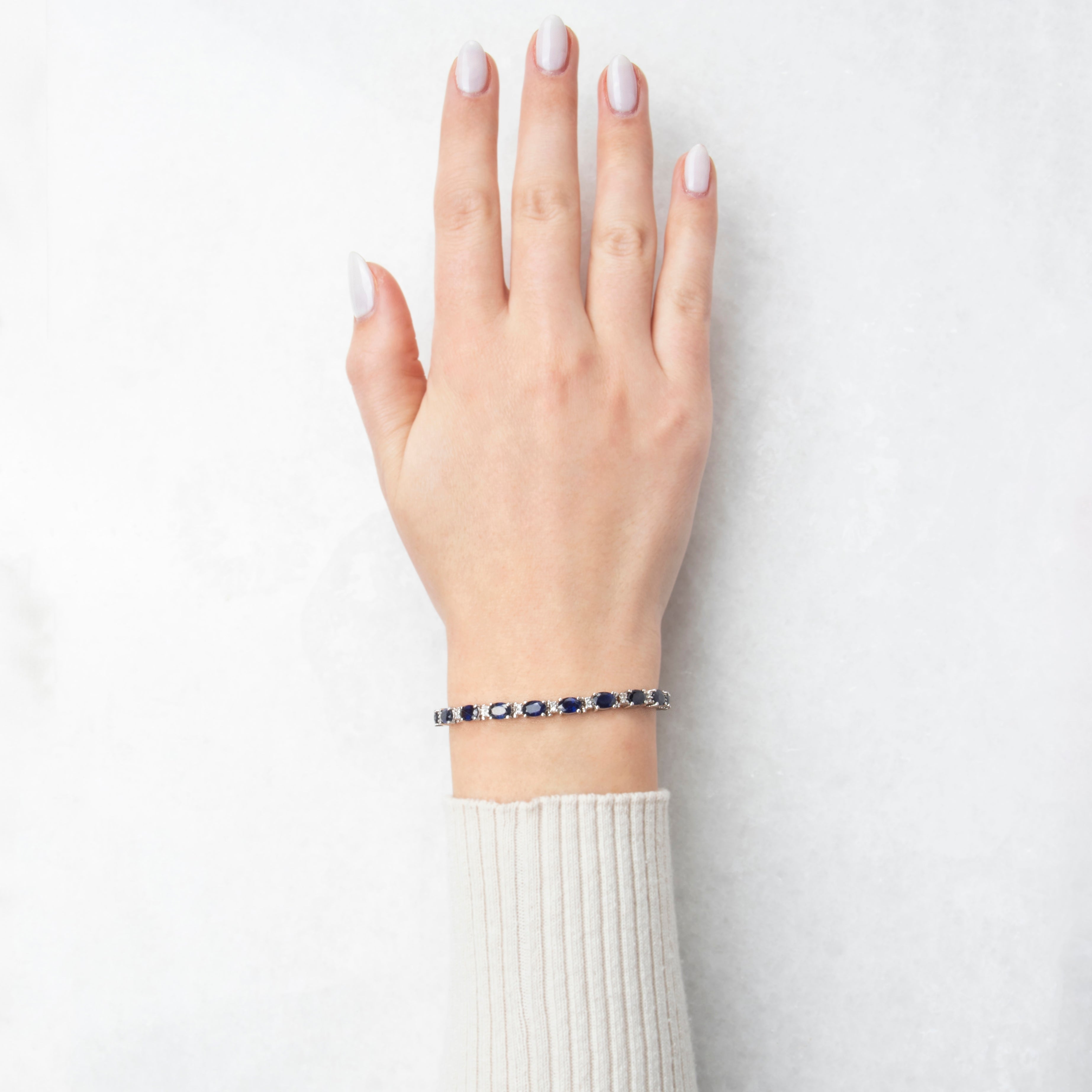 Vintage 14k White Gold 10.5cttw Sapphire .336cttw Diamond Tennis Bracelet 6.75、mySite、hinf8tx79