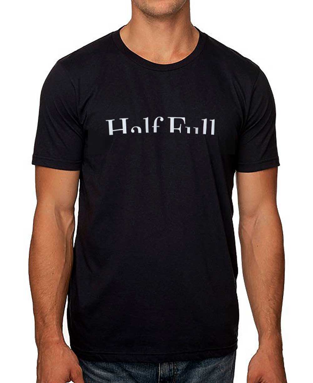 Men’s Organic Cotton Inspirational Half Full T-Shirt, USA、mySite、topwebapps