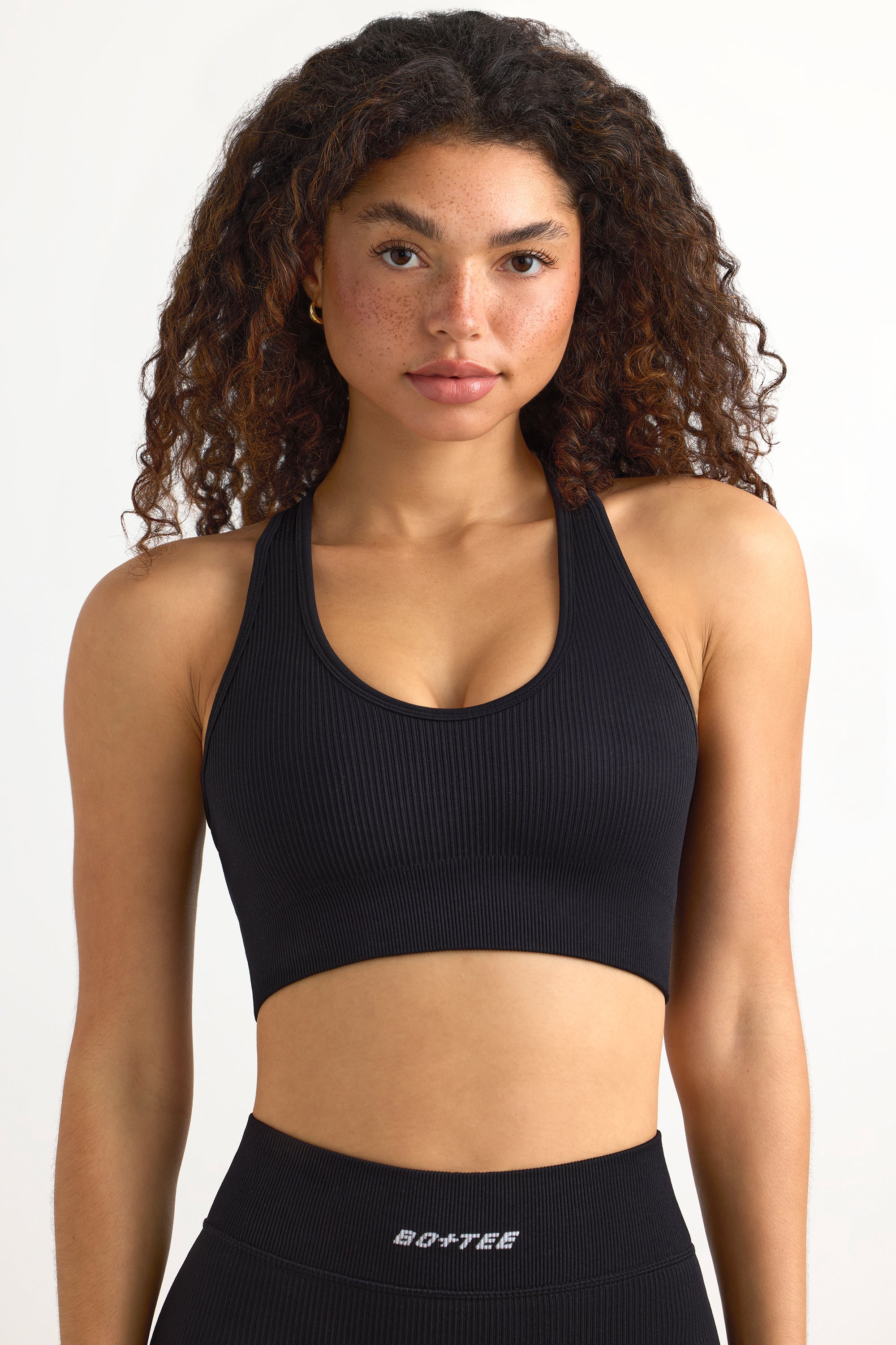 FlexiRib Racerback Sports Bra in Black、mySite、solidvoid