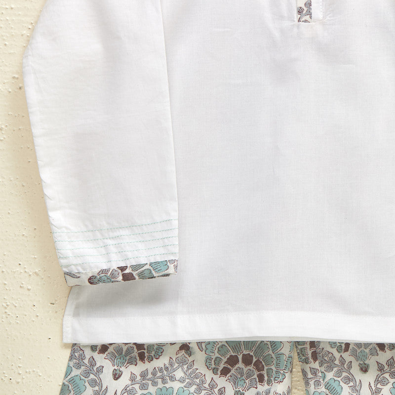 Cotton Pyjama Set For Kids | Block Printed | White、mySite、camillekostekn