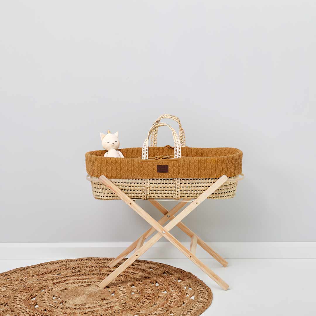  The Little Green Sheep Organic Knitted Moses Basket & Mattress - Honey、mySite、merchandisen