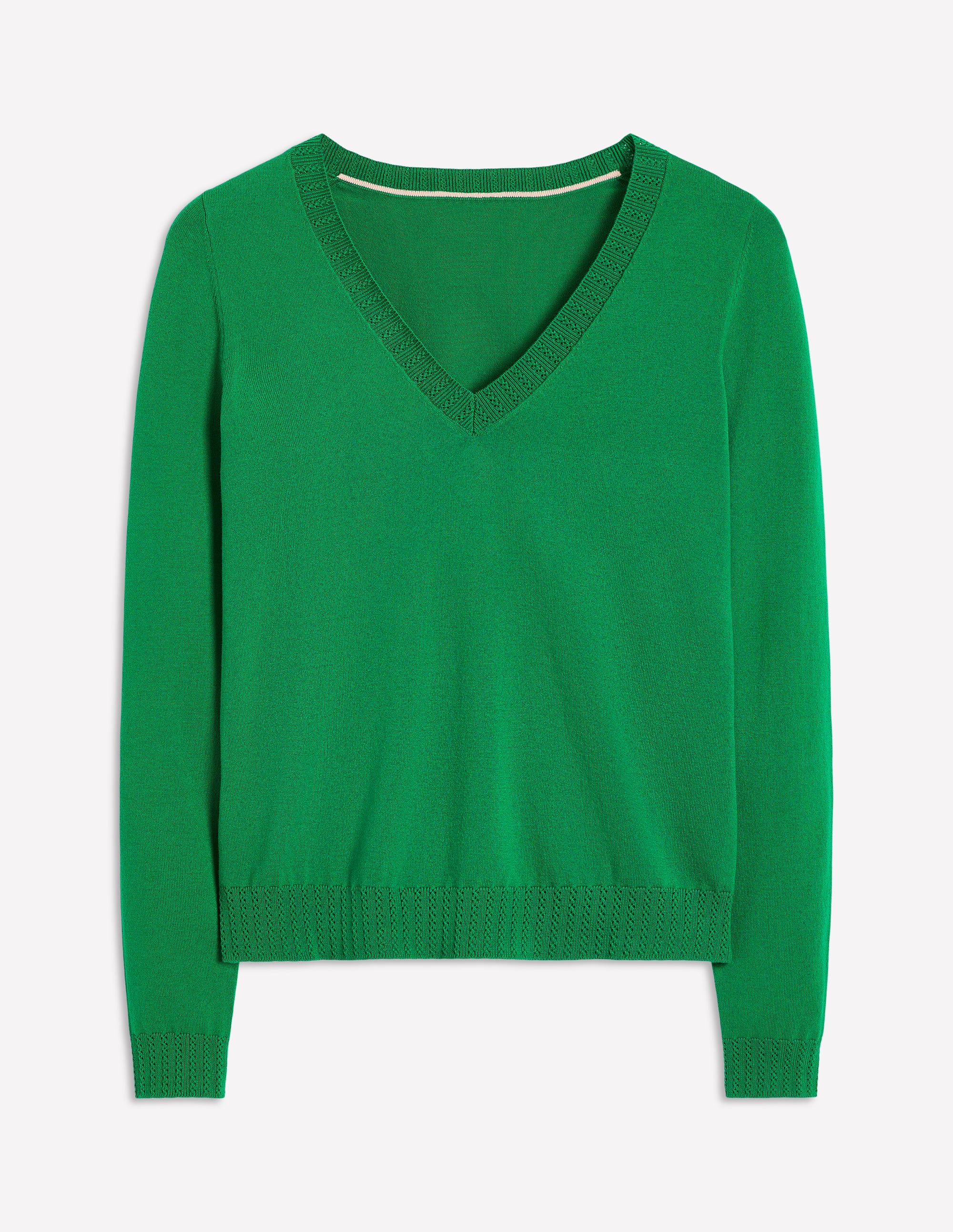  Emilia Cotton V Neck Sweater-Rich Emerald、mySite、ashleygrahame