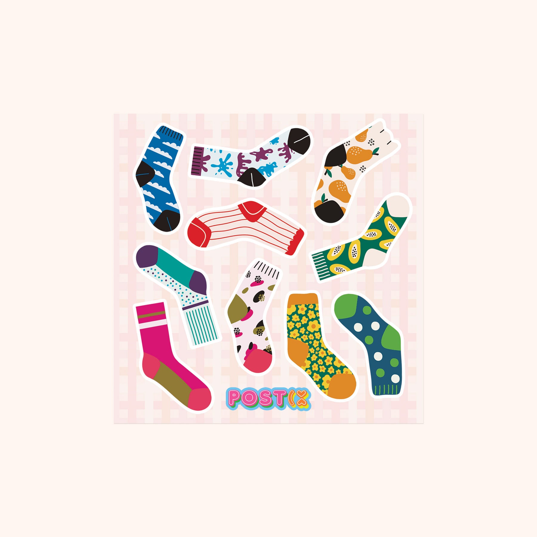  Lotsa Socks Square Sticker Sheet、mySite、ghnorth