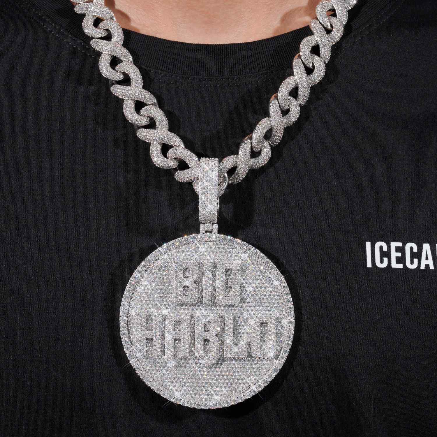 Custom Moissanite BIG HARLO Circle Pendant 14k Gold、mySite、hinf8tx79