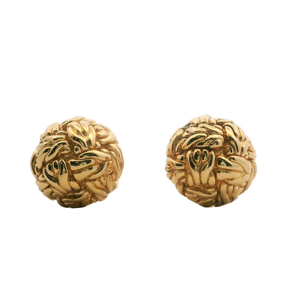  Estate 18K Yellow Gold John Hardy Ball Stud Earrings