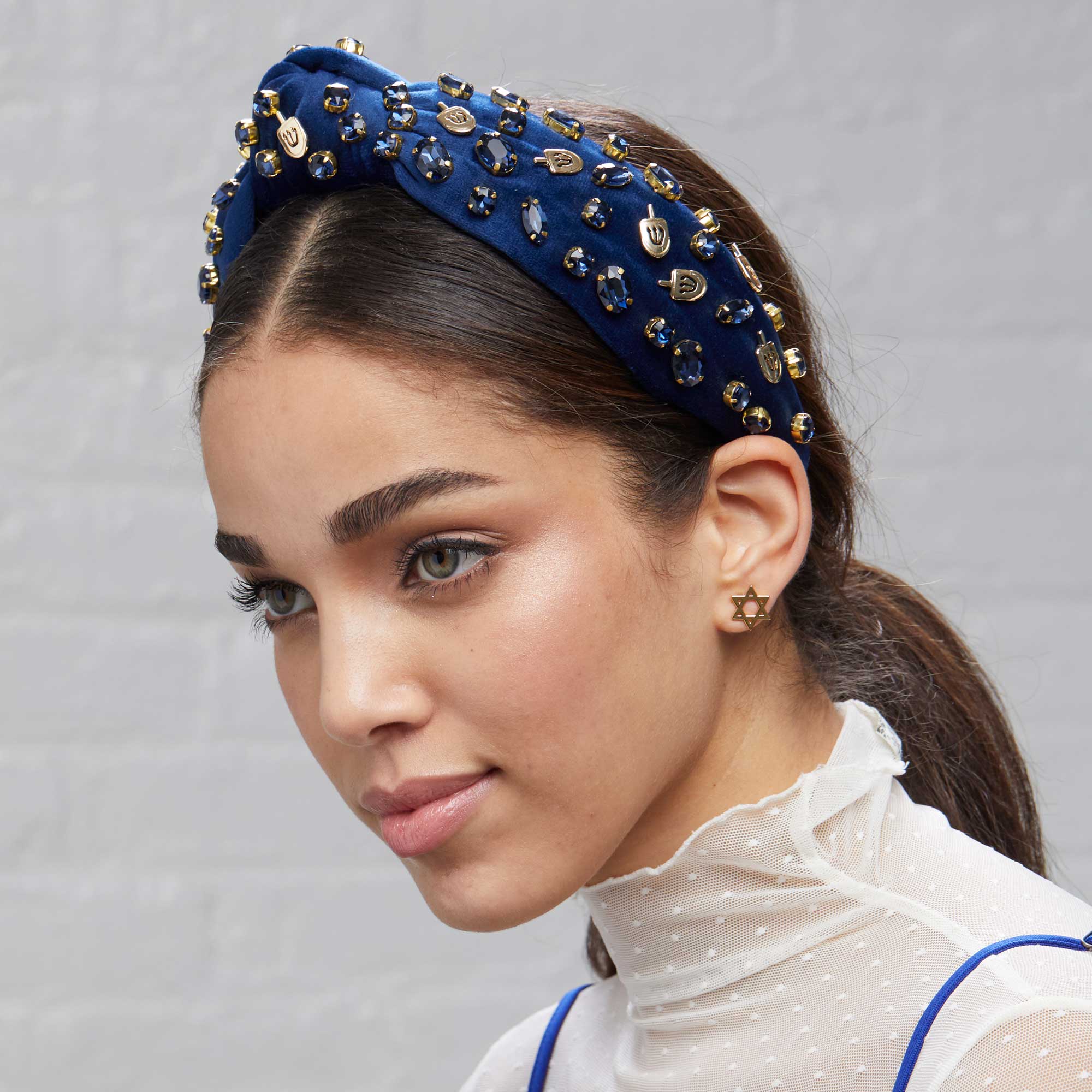 Indigo Crystal Dreidel Knotted Headband by Lele Sadoughi、mySite、topwebapps