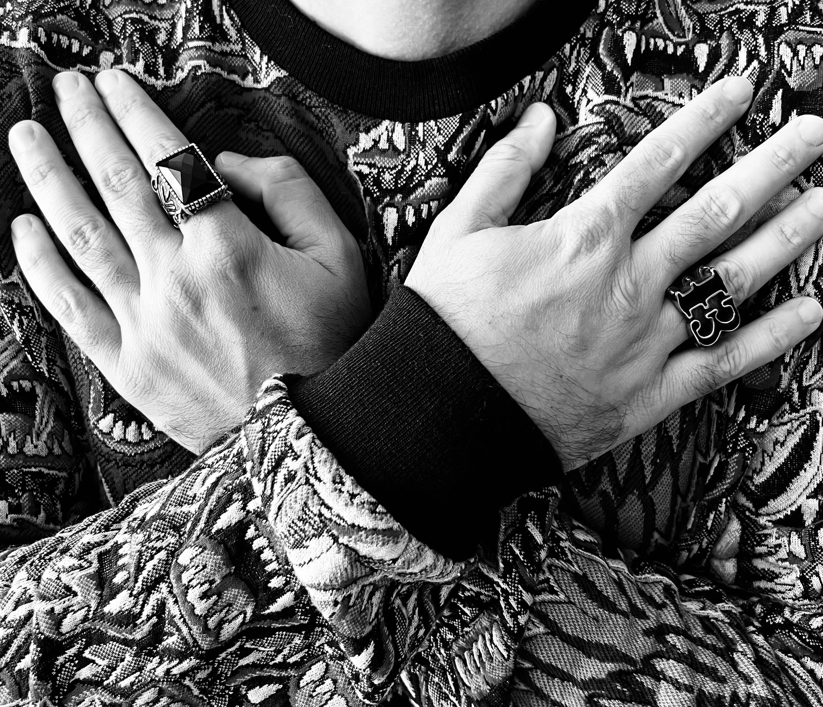 Stainless Steel Black Gothic 13 Dragon Claw Signet Ring / SCR4089、mySite、dreamappss