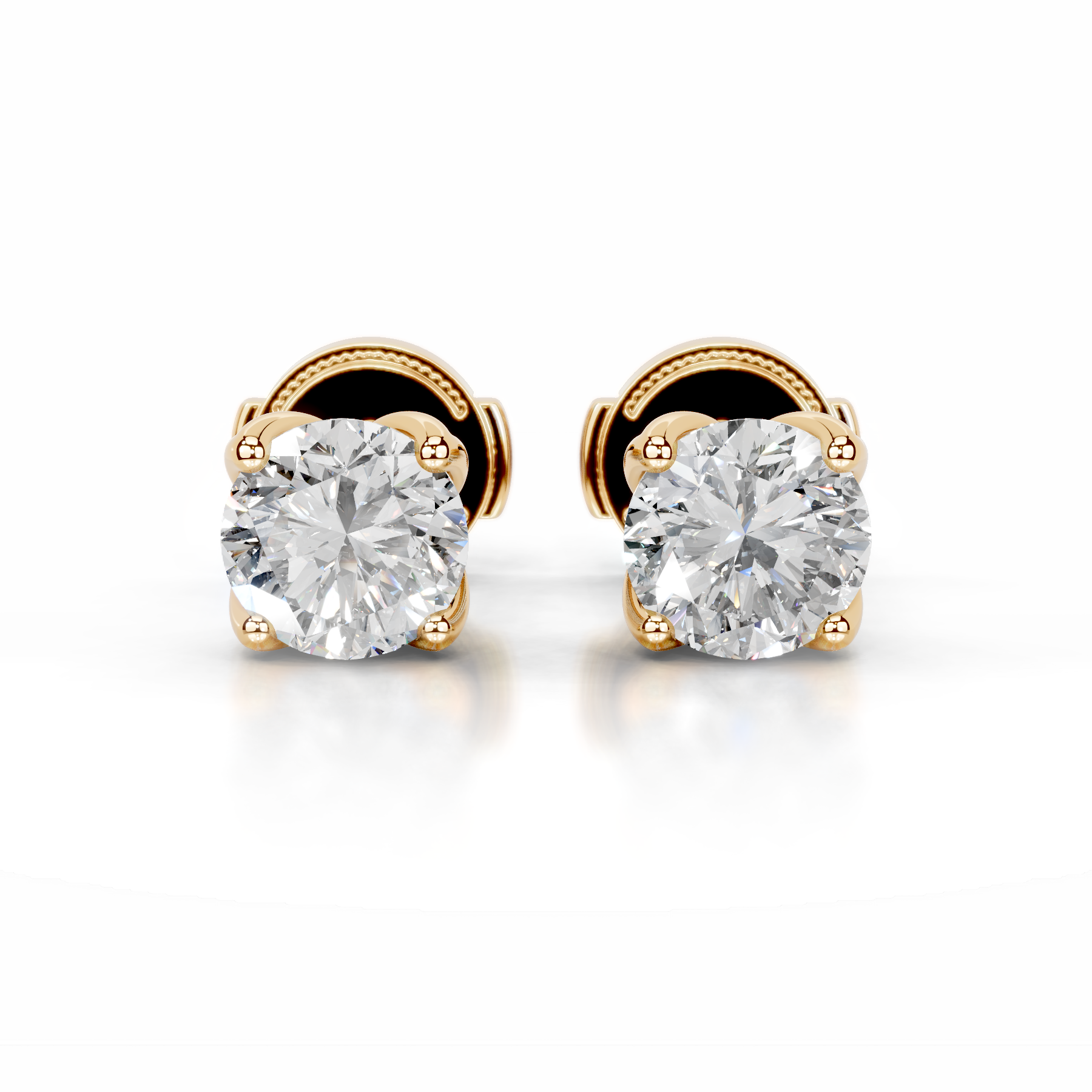 Doris Lab Grown Diamond Stud Earrings (4 Carat) -18K Yellow Gold、mySite、hinf8tx79