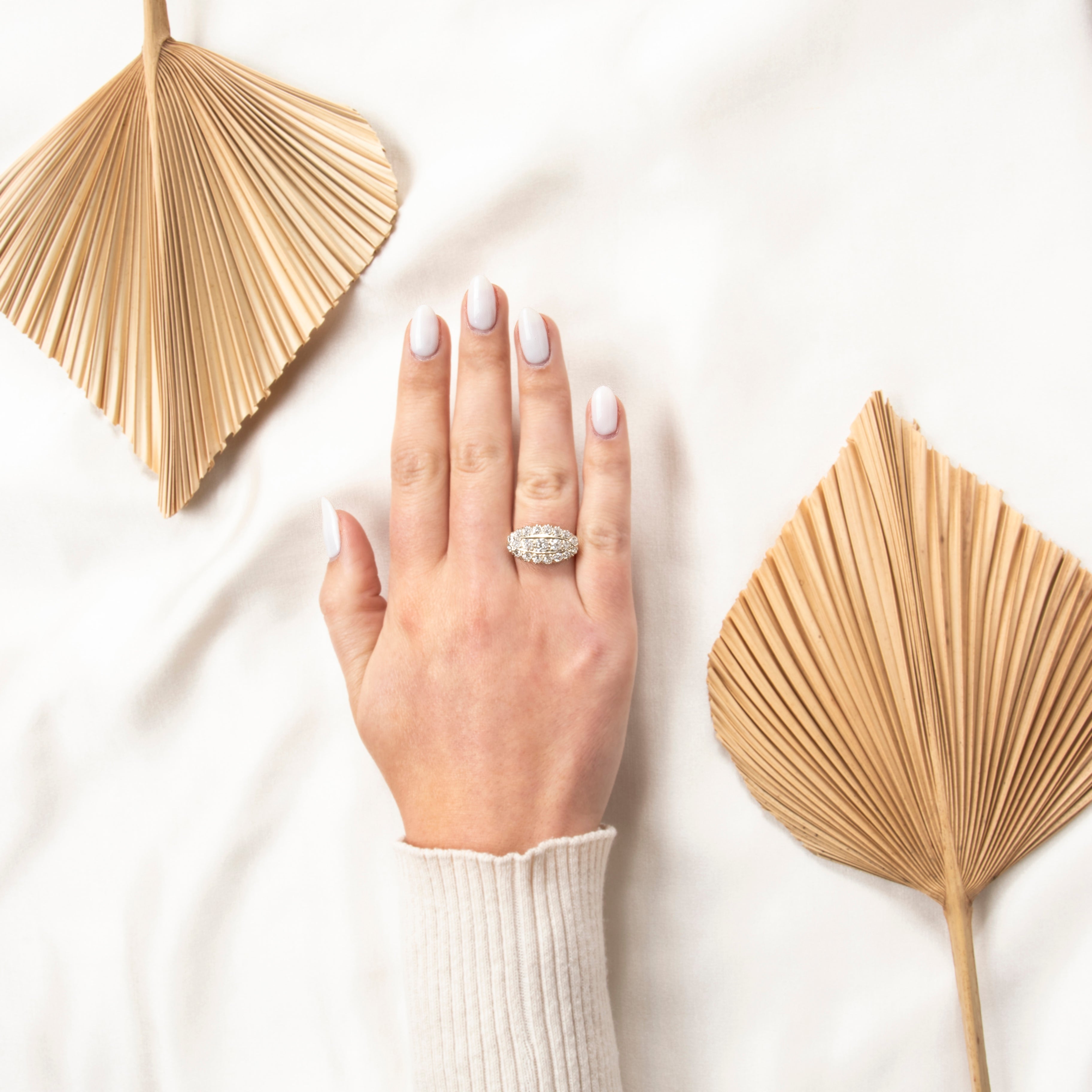 Antique 14k Yellow & White Gold 1.19cttw Old Mine Cut Diamond Rows Ring 5.5、mySite、hinf8tx79