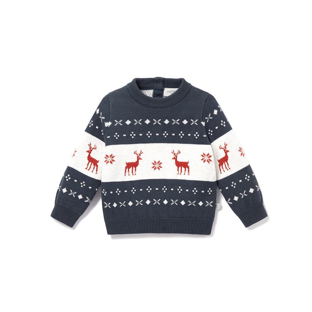  MORI Christmas Knitted Jumper - Navy + Reindeer、mySite、merchandisen