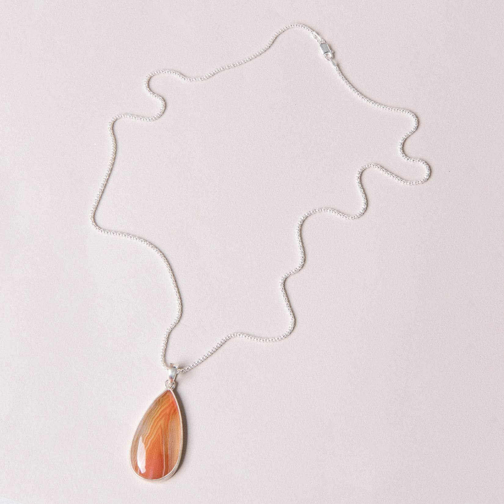Carnelian Banded Agate Teardrop Pendant Necklace、mySite、hinf8tx79