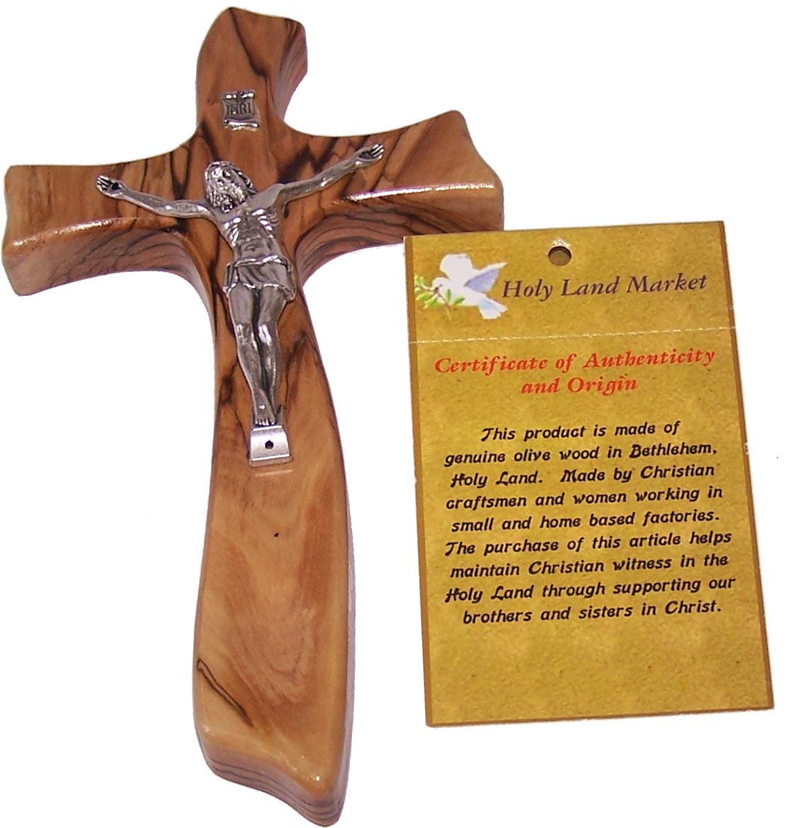  Holy Land Market Olive Wood Crucifix - Contemporary and Modern (20 cm OR 8 Inches)、mySite、elrpsem3k