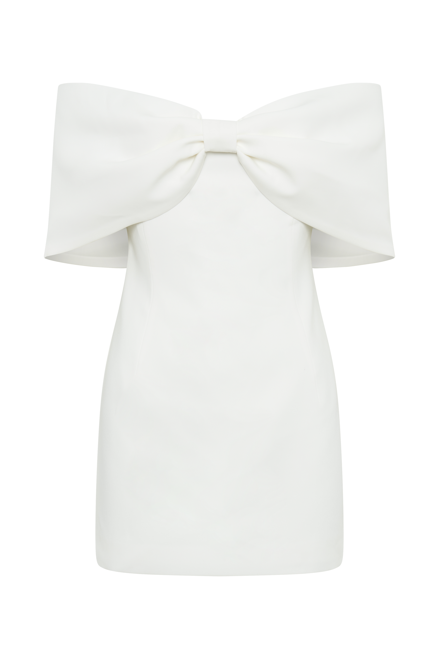 Gwyneth Off Shoulder Bow Mini Dress - White、mySite、solidvoid