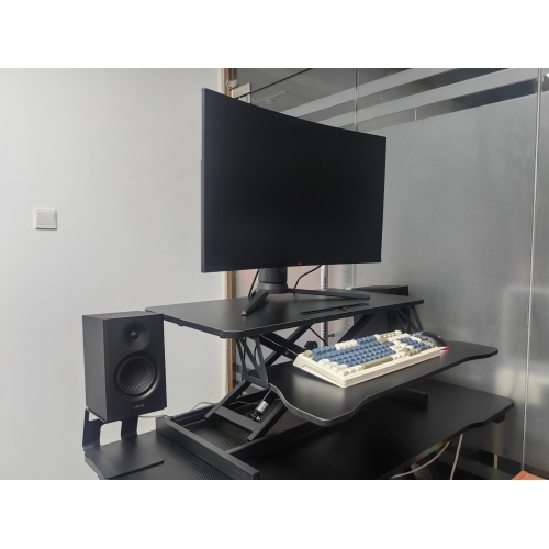 32 Inch Desk Converter, Height Adjustable Sit to Stand Riser, Dual Monitor and Laptop Workstation with Wide Keyboard Tray (BLACK) BACK-TO-SCHOOL、、casual