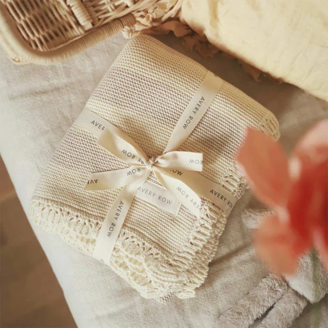  Avery Row Stripe Knit Blanket - Oat Melange、mySite、merchandisen