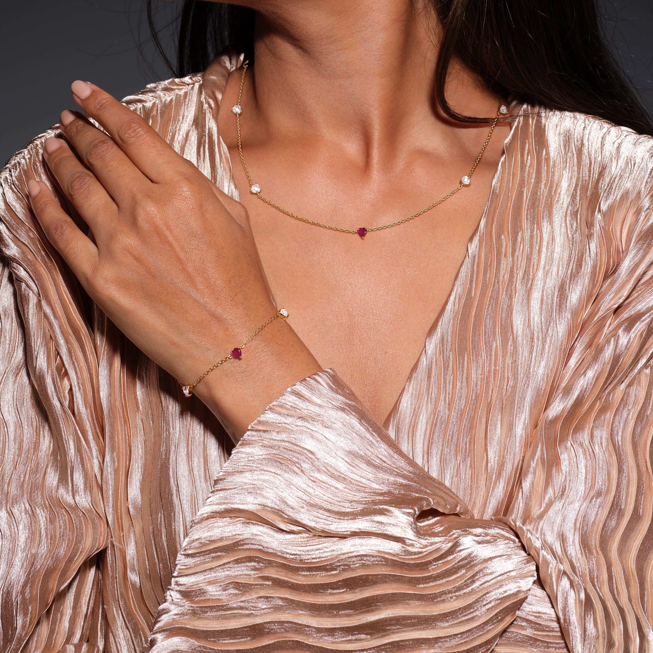 Ruby Never Without My Gem Necklace & Bracelet - July Birthstone、mySite、hinf8tx79