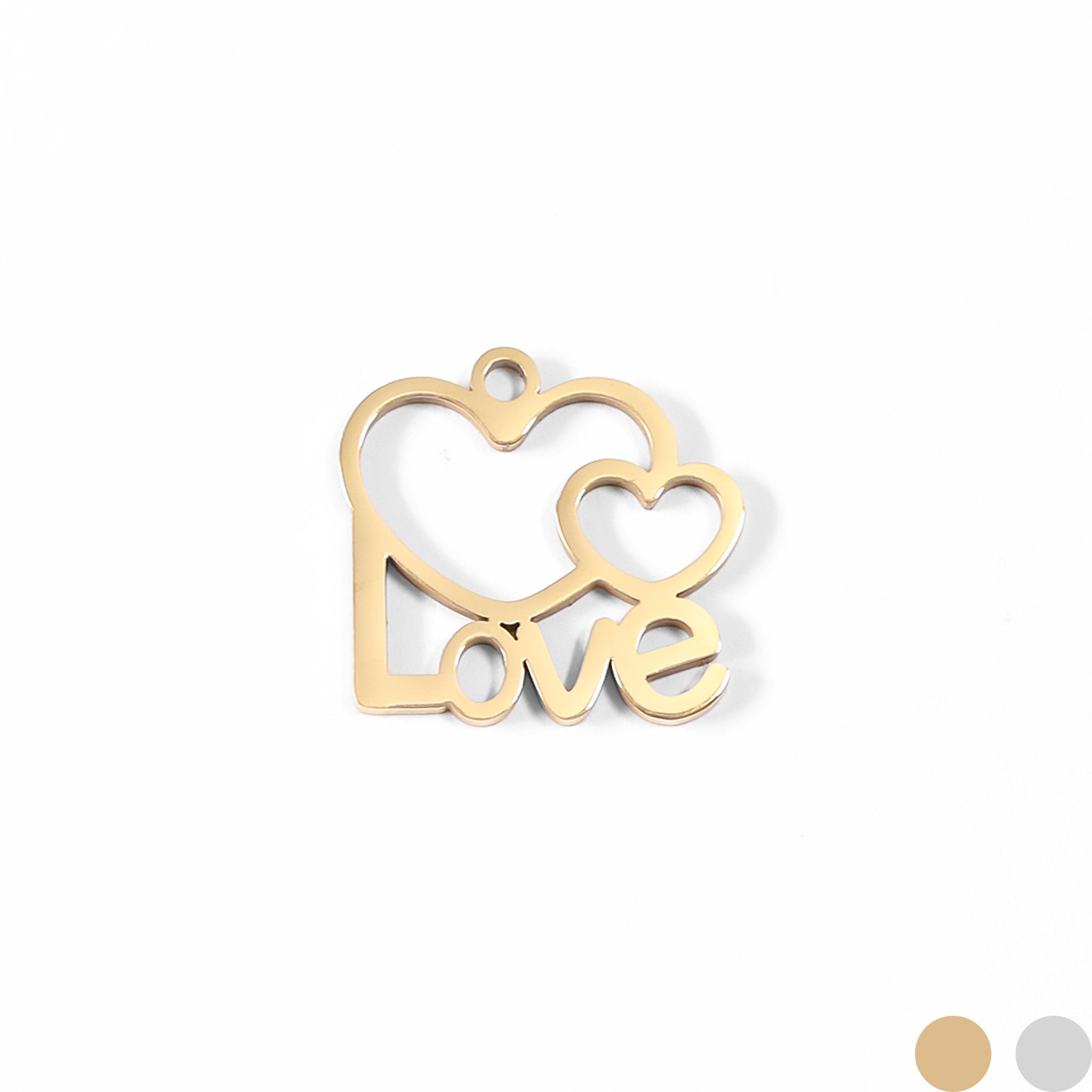 18K Gold PVD Stainless Steel Cutout Love Heart Charm / PDL0088、mySite、dreamappss
