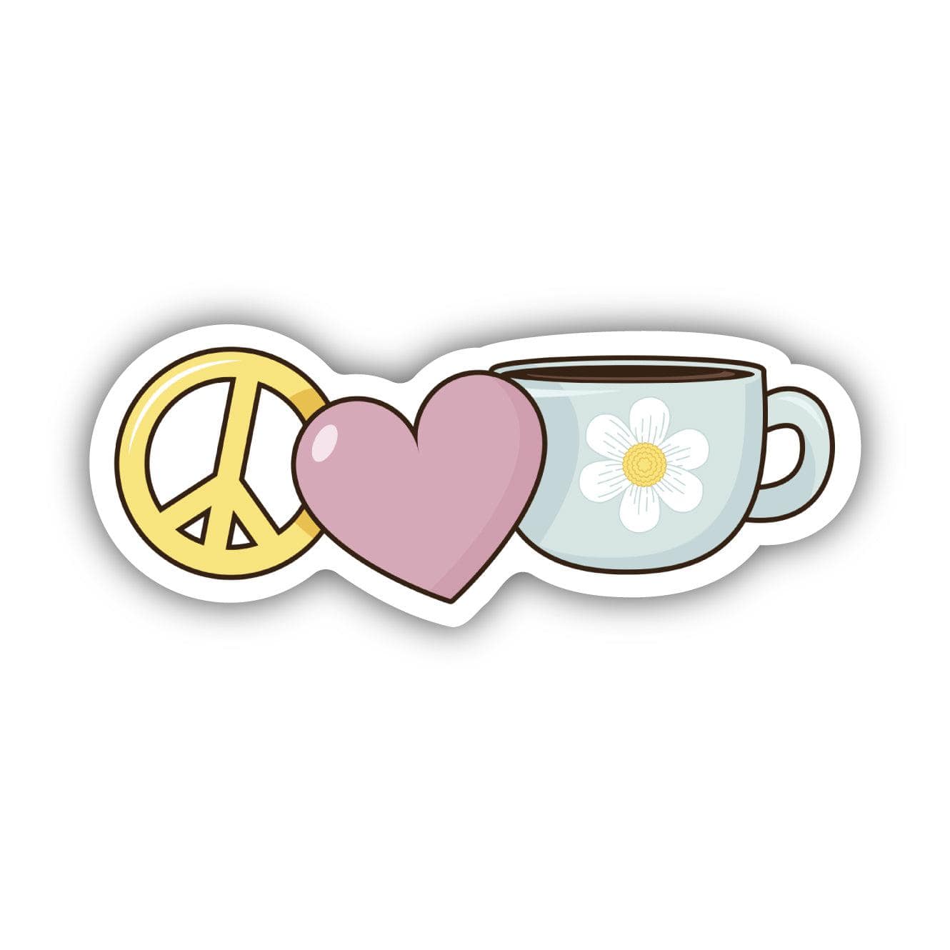 Peace, Love, and Coffee Sticker、mySite、ghnorth