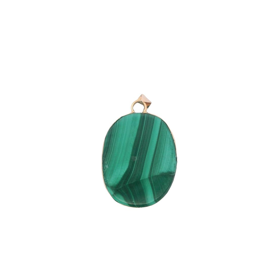 Estate 18K Yellow Gold Oval Malachite Pendant、mySite、botmansion