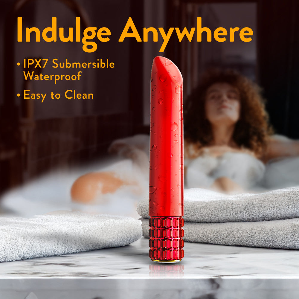 Oh My Gem | Desire 5 Inch Pocket-Sized Power Vibrator With Tapered Tip & Ruby Gem Base – In Red、mySite、bottomscart
