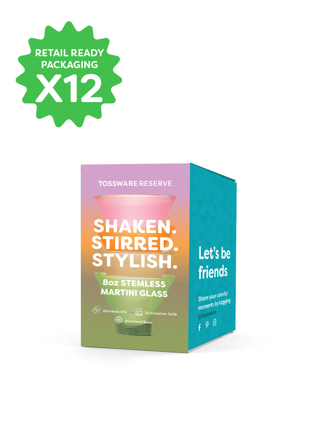 RESERVE 8oz Stemless Martini Color Series Tritan Copolyester Glass - Bulk、mySite、camillekostekn