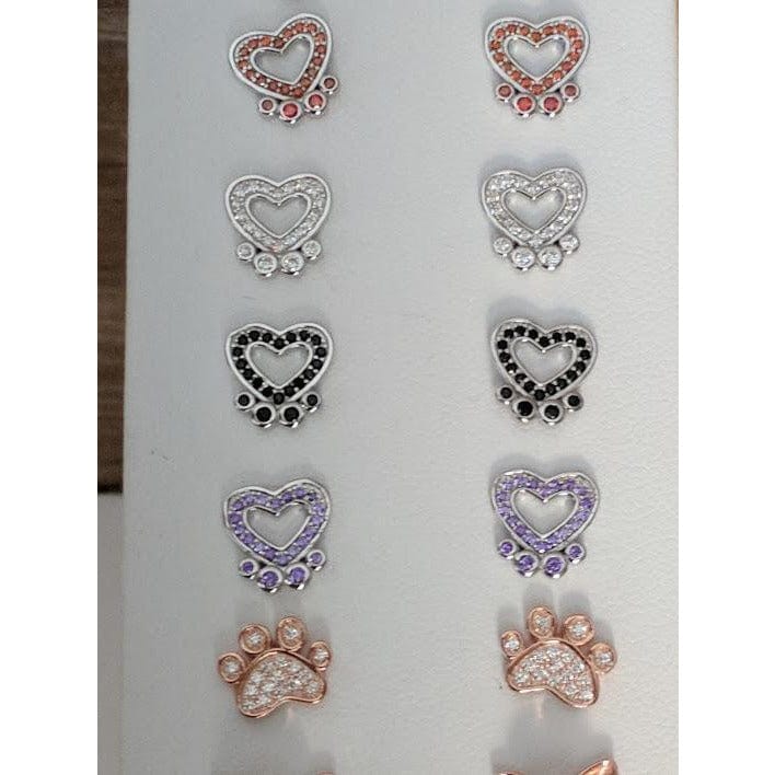 Pet Paw Earrings with Sparkling Cubic Zirconia in Solid Sterling Silver, Beautiful!、mySite、g9winljtr