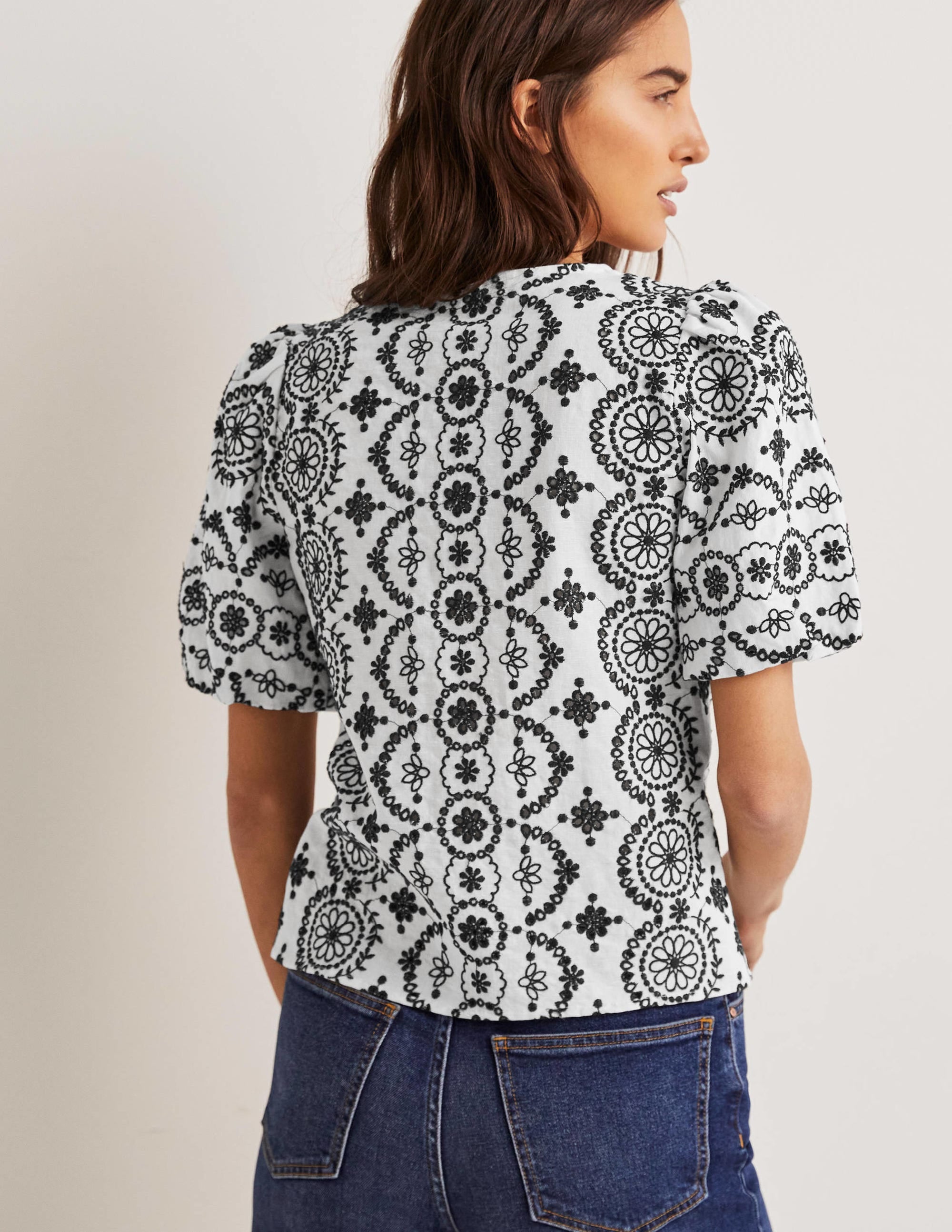  Puff Sleeve Button Blouse-White、mySite、ashleygrahame