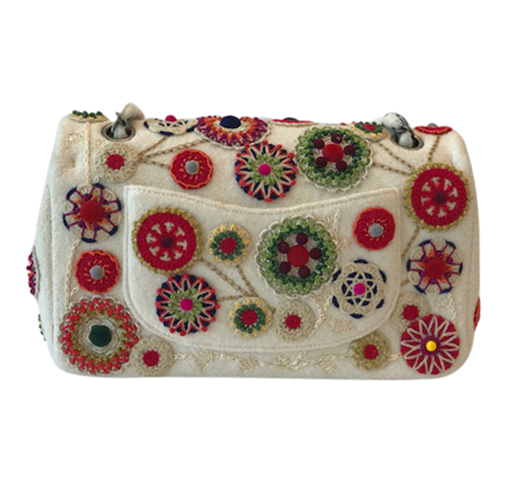 Chanel Runway Embroidered Felt Double Classic Flap Bag、mySite、garminoutage.com